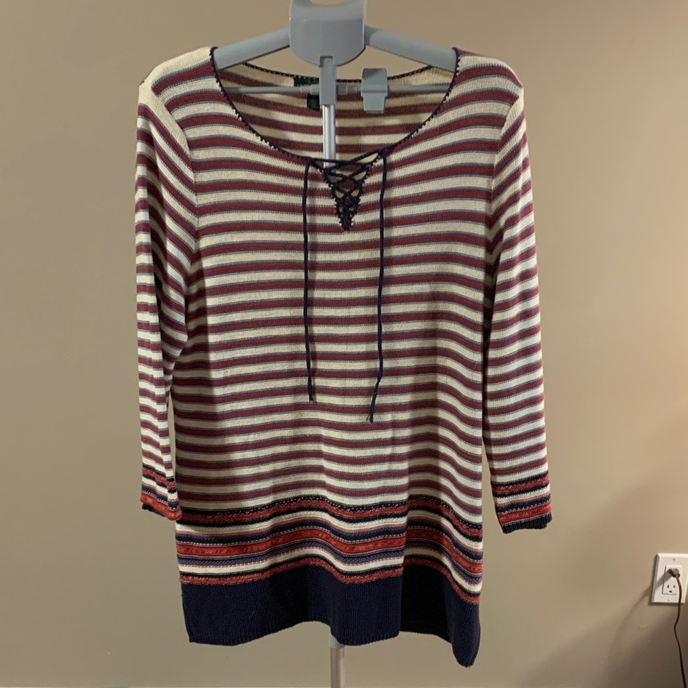 Ralph Lauren 100% Cotton Striped Knit Top Women’s Size XL